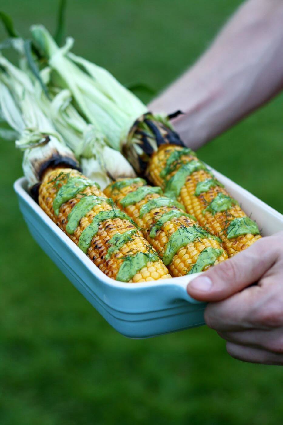 Grilled-corn-on-the-cob-avocado-dill-dressing-6
